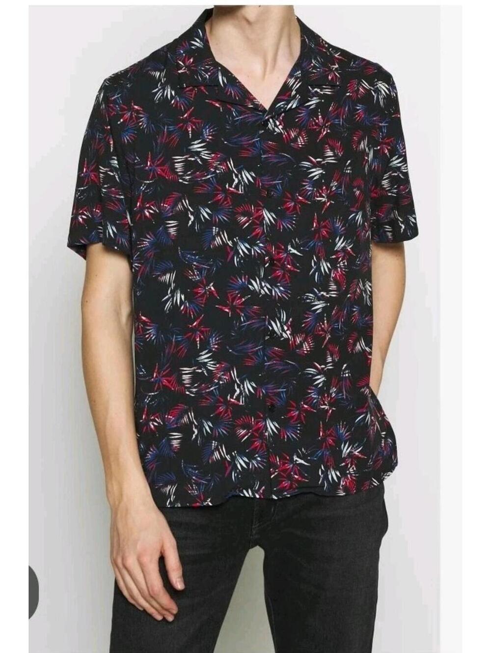 The Kooples Funny Leaves Men's Shirt Size S Short Sleeve Button Up NWT #WM1